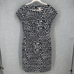 J Crew SS Basketweave Dress Size 8 Deep Navy Regents Knee Length Office Work EUC